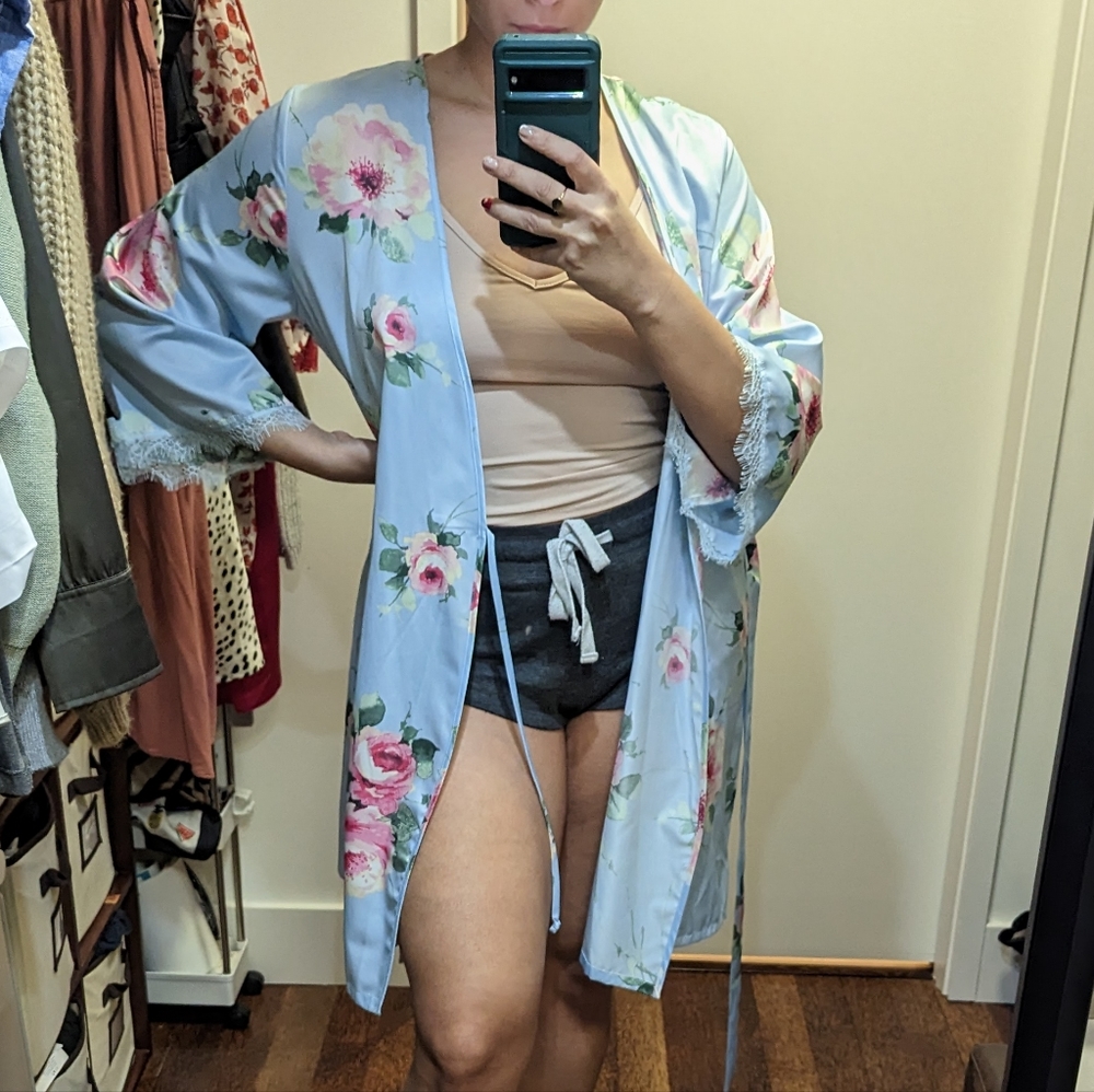 George Blue Floral Robe - Picture 3 of 10
